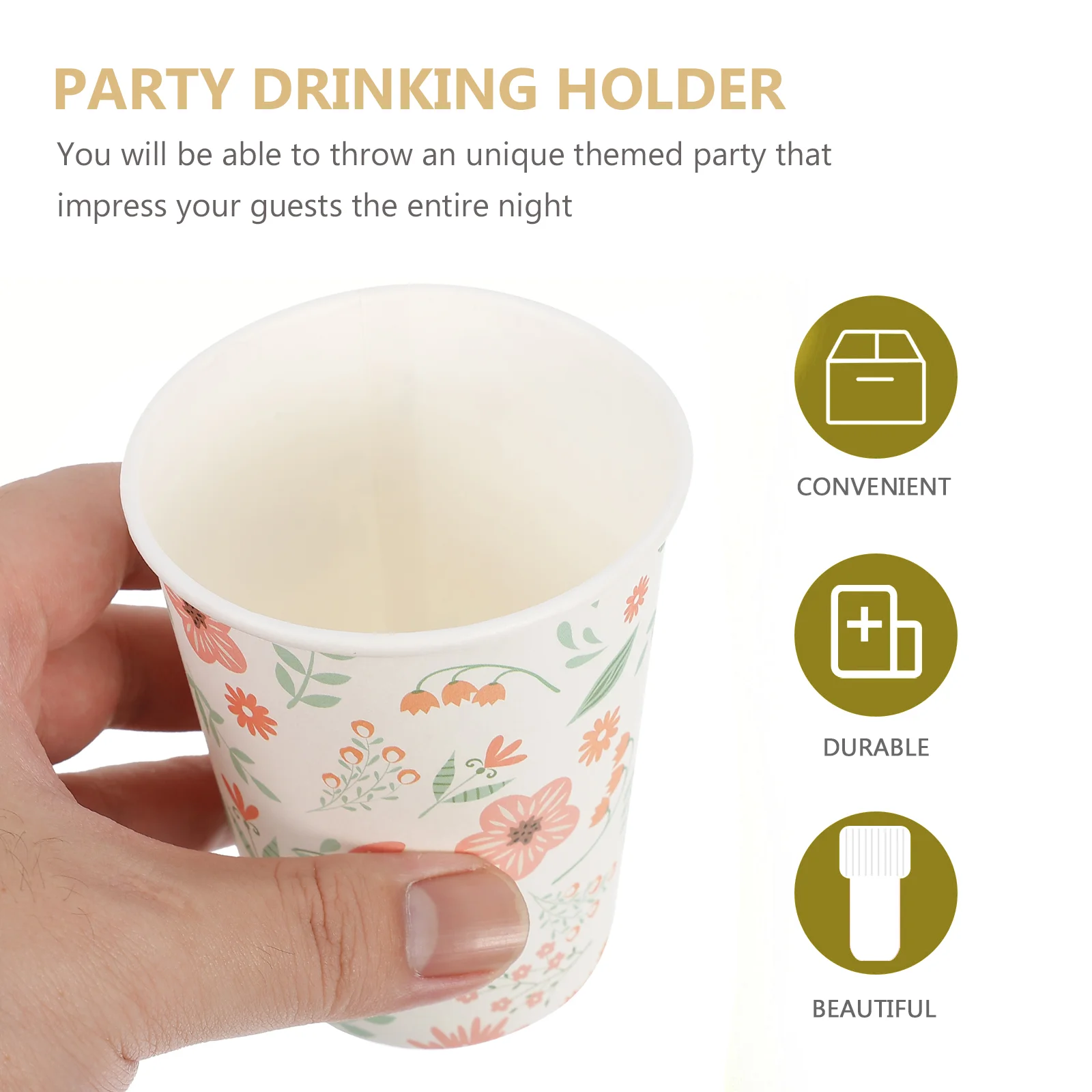 32 Pcs Disposable Cups Paper Cup Party Drinking Cups Supplies Water Glasses Floral Coffee Mugs For Celebration