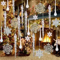 27/40Pcs Acrylic Snowflake Simulation Ice Pendants Xmas Tree Hanging Ornament 2024 Christmas Home Decorations New Year Gift 2025 1