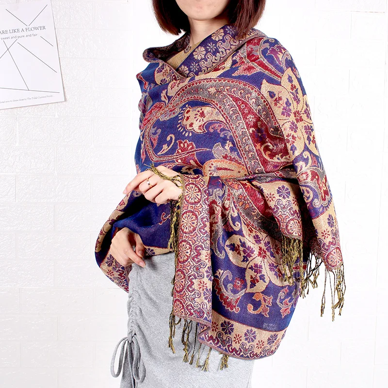 Paisley Pashmina Shawl Scarf Women Jacquard Cashew Printed