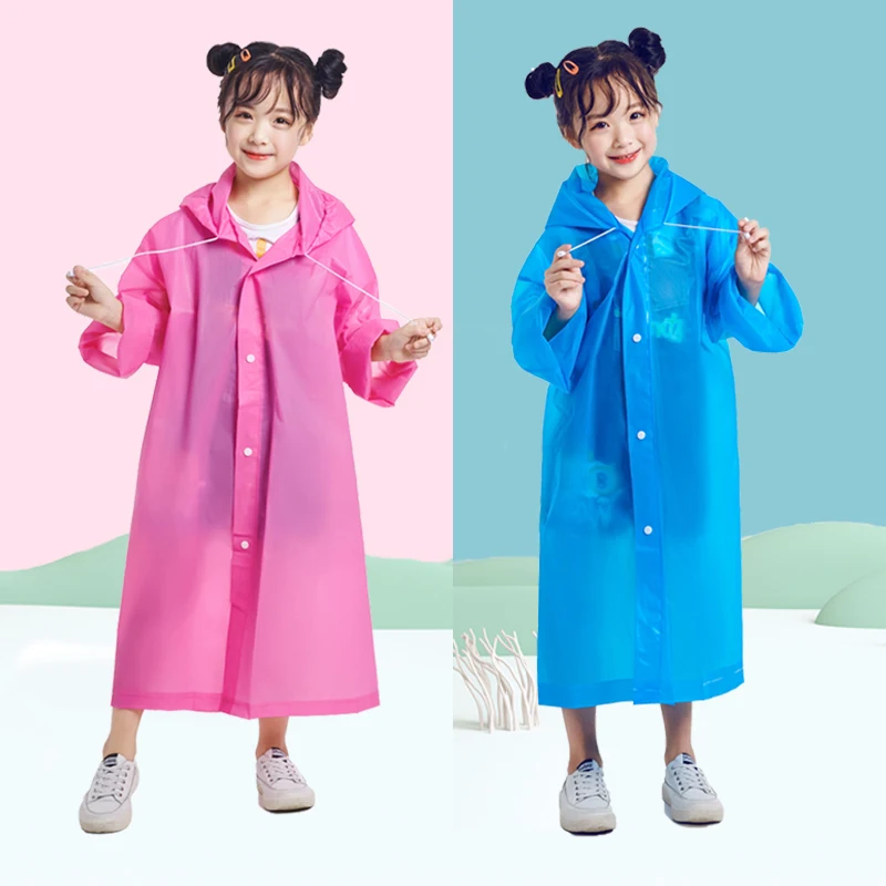 Raincoat Poncho Eva Children Waterproof Camping Hiking Boys and Girls Non-disposable Set