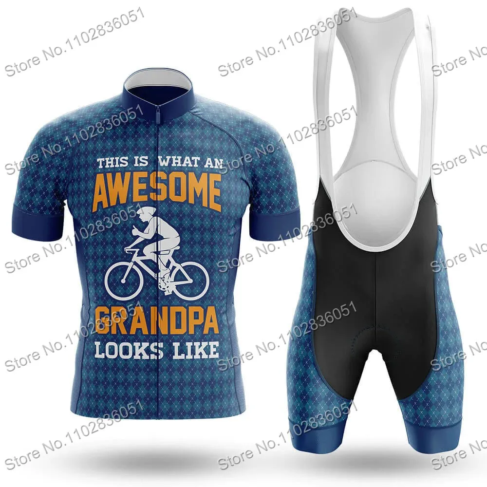 Cycling Jersey Set Awesome Grandpa Cycling Clothing Kits Black Road Bike Shirts Suit Bicycle Bib Shorts MTB Maillot Culotte