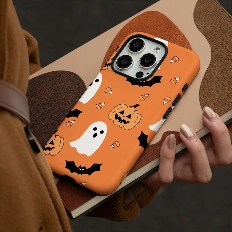 Dual-Layer Halloween Pumpkin Ghost Case - Protective Film Shell Cover