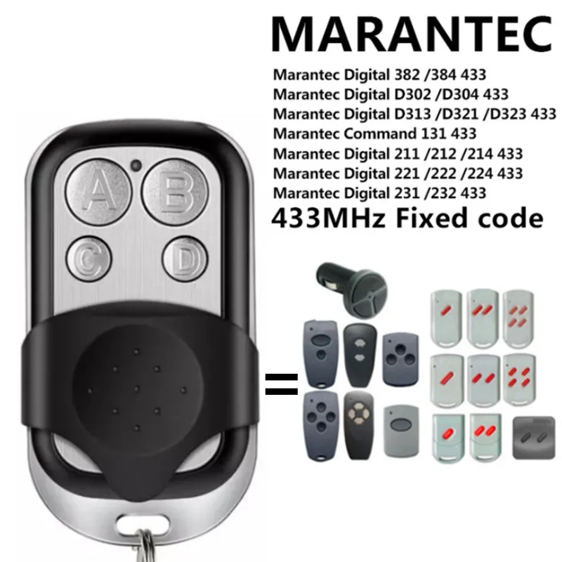 

Marantec 433.92MHz Garage Door Remote Control 433MHz Fixed Code Gate Keyfob Transmitter