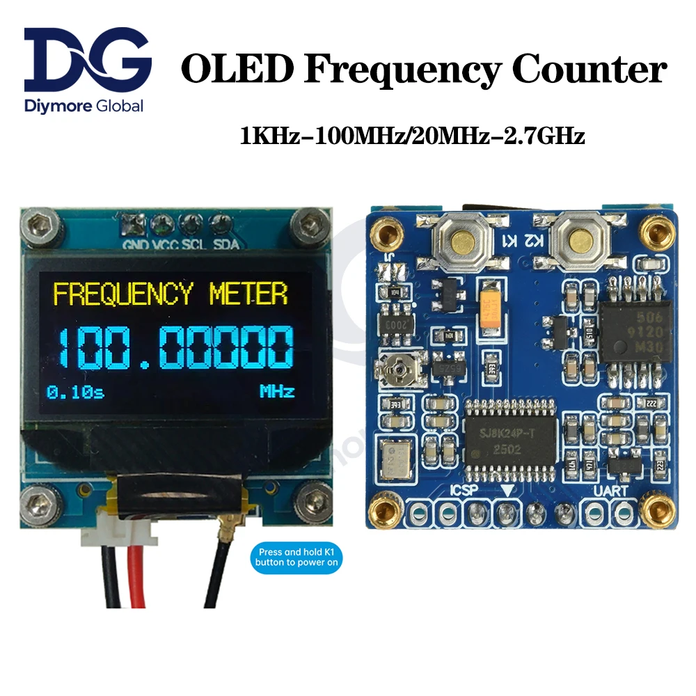High-Precision OLED Frequency Counter for RF Signal Measurement (1kHz to 2.7GHz)