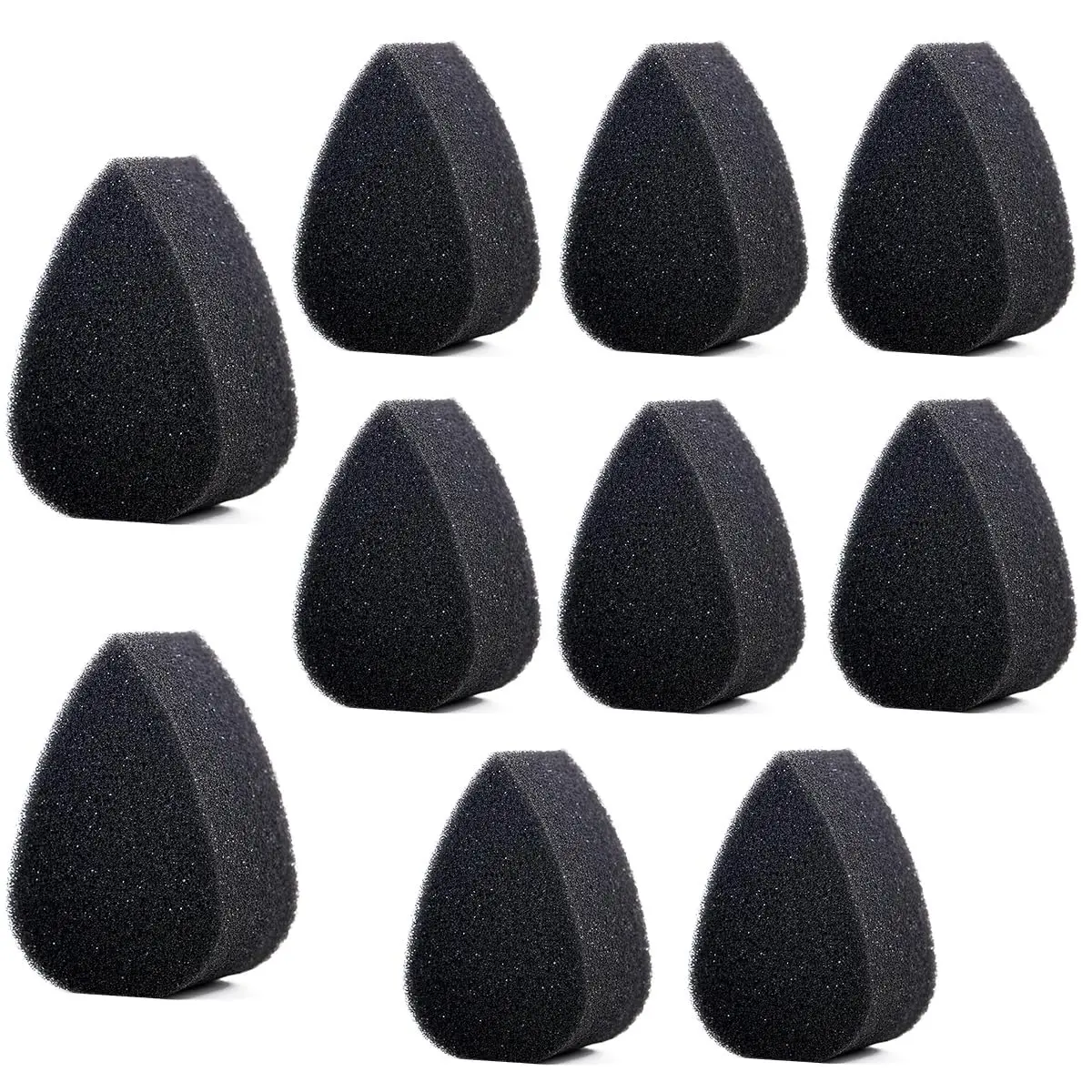 10Pcs Black Petal Face Painting Sponges - High Density Water Drop Semi-Circular Foam for Halloween Christmas Body Craft Makeup
