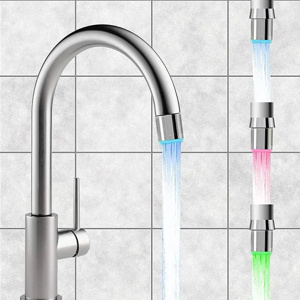 Faucet light LED Temperature Sensitive 3-Color Light-up Faucet Aerator for Kitchen Bathroom