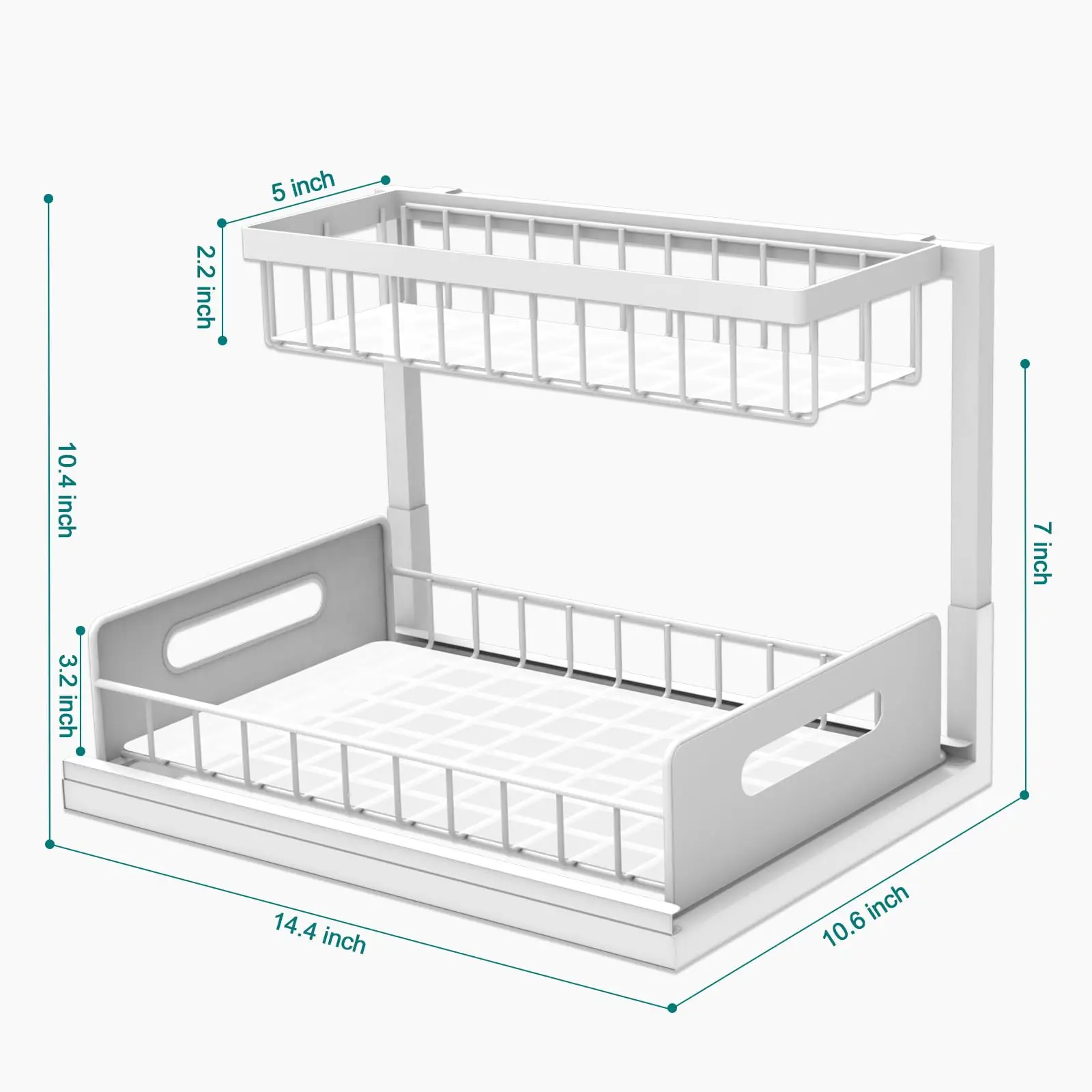 Under Sink Organizers and Storage,with Sliding Drawer 2 Tier Multi-purpose Bathroom Shelf Organizer for Kitchen Bathroom Storage 4