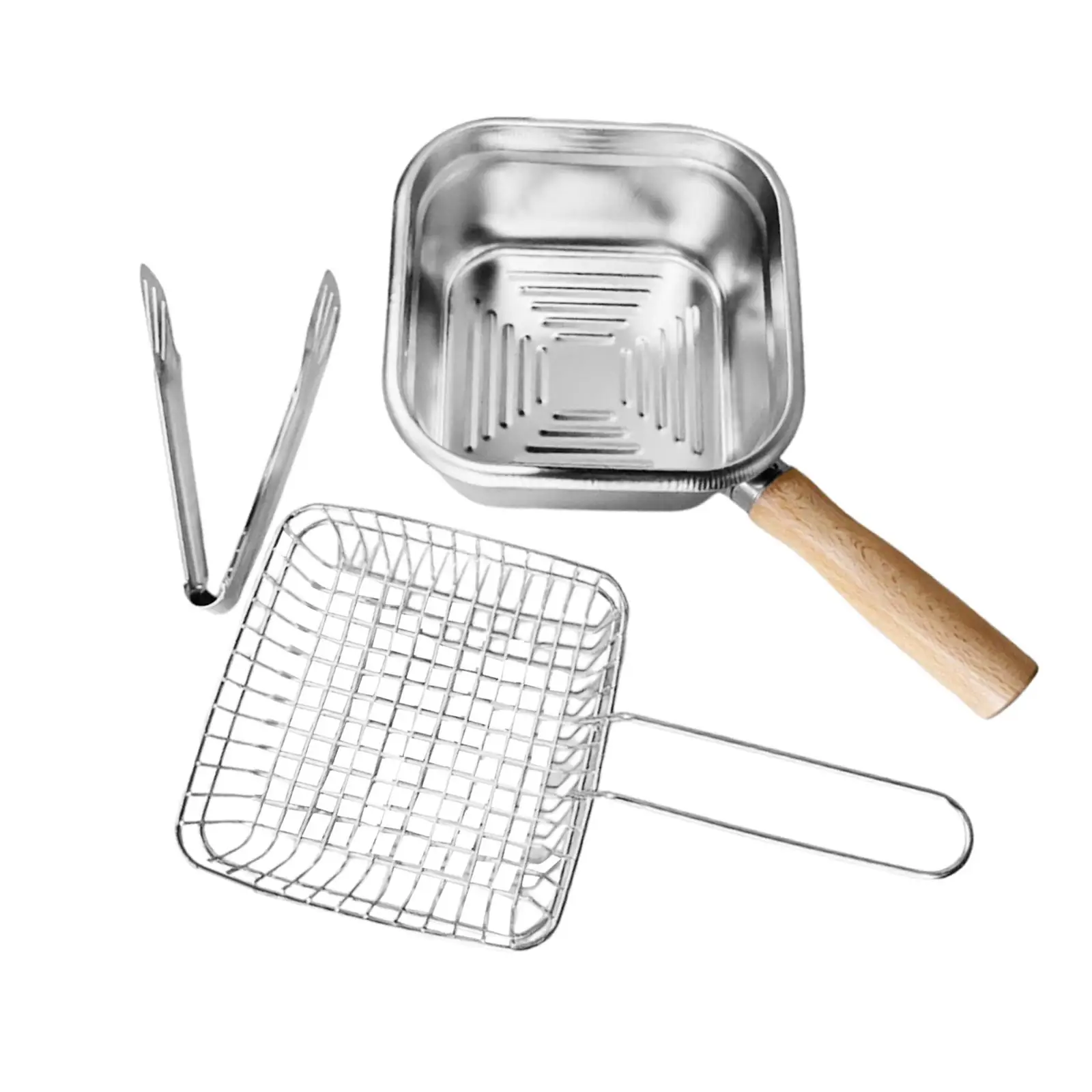 Small Deep Fryer Pot Portable Multipurpose 2500ml Comfortable Handle Stainless Steel Cooking Pot for Stock Chicken Fries