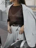 T Shirts Oversize Thin Knitted Pullovers Women Summer Trumpet Long Sleeve T Shirt For Women Loose Top Tees Transparent Sweater 4