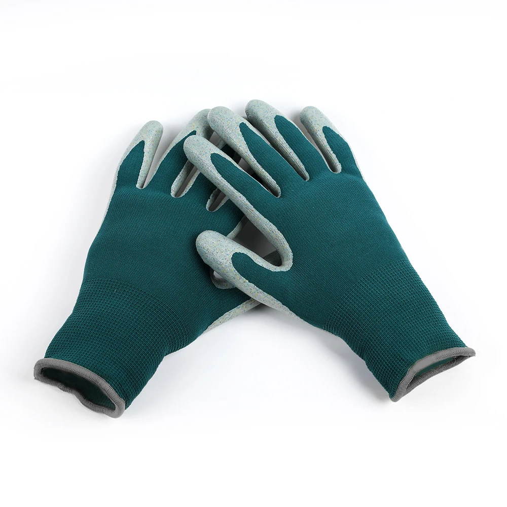 

Men's Work Gloves, Thornproof Rubber Coated,Breathable Knit for Gardening，Green