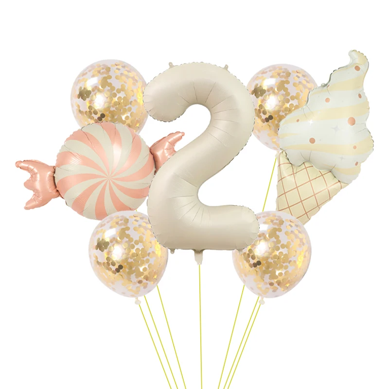 Süßigkeiten-Eiscreme-Folienballons mit Bunten Konfetti-Ballons 32 Zoll Ziffernballon 0-9 Geburtstagsparty Babyparty Dekorationen – Detail 2