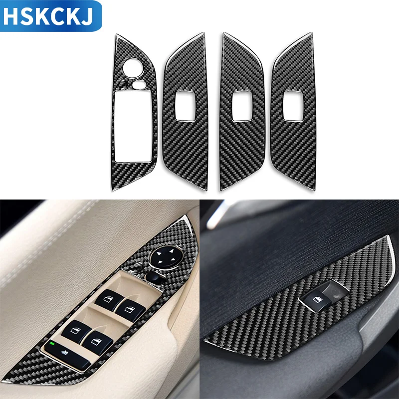 

Real Carbon Fiber Car Accessories Interior Interior Window Lift Switch Panel Decoration Styling For BMW X1 E84 2013 2014 2015