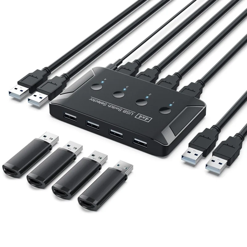

Cross Border USB2.0 Switch, 4-in, 4-out, 4-port USB Keyboard, Mouse, Printer, Shared Printer Switch