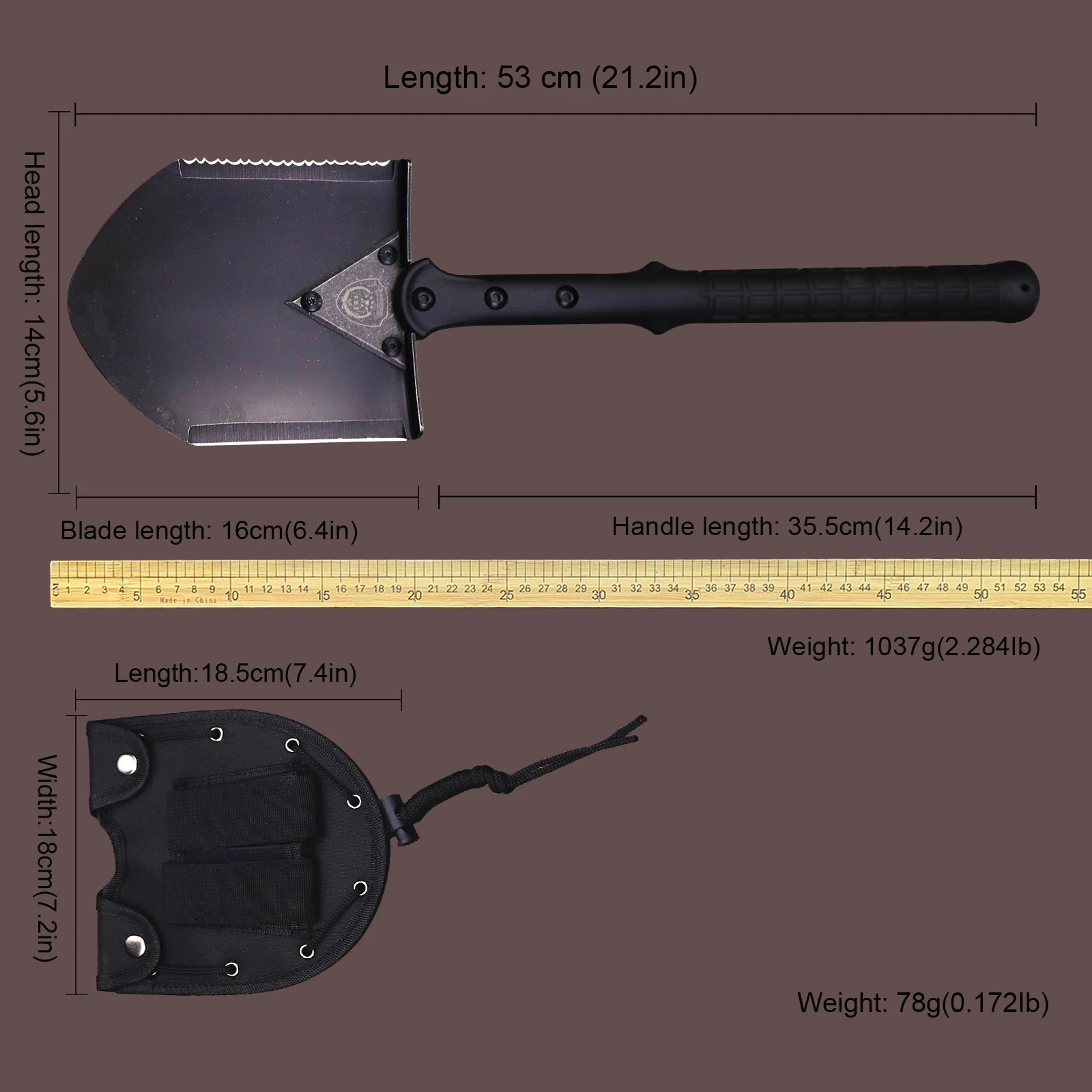 WPKOPYA U.S.A  440c Outdoor Multi-purpose fiberglass handle tactical shovel, jungle camping survival shovel, vehicle shovel 5