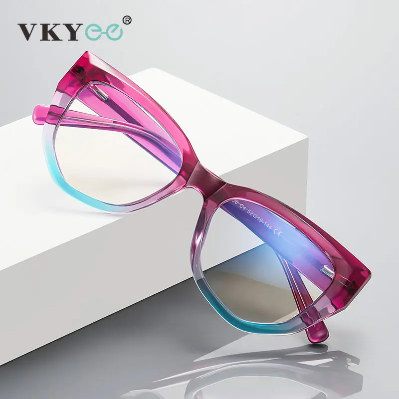 VICKY Unique Design Myopia Prescription Glasses Women Cat Eye Hyperopia Reading Anti Blue Light Optical Eyeglasses Frame PFD2156