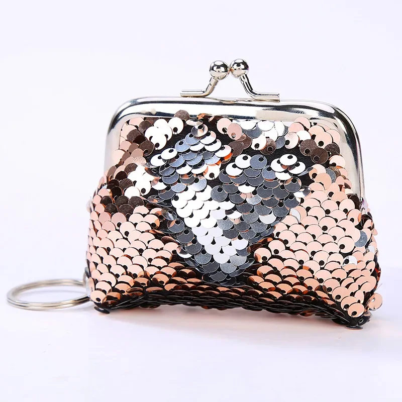 Mini porte-monnaie en métal Bling pour femme, petit portefeuille, sac de poche, paillettes, clé, argent, cadeau d'anniversaire, dames, enfants, mode