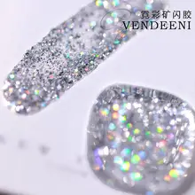 

VDN NEW Top Coat Glitter UV Gel Polish 2 IN 1 Flake Diamond Topcoat No Wipe Semi Permanent Varnish Manicure Gellak