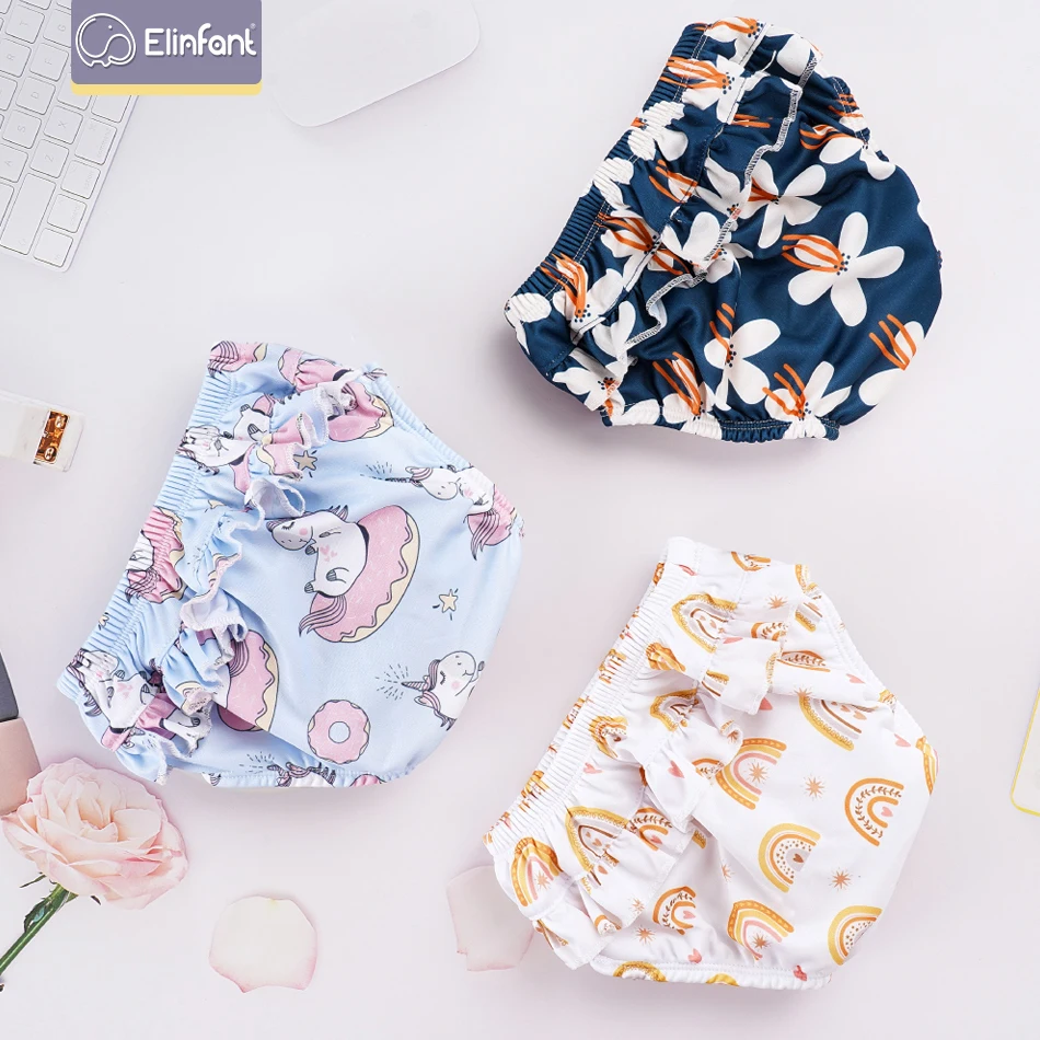 Elinfant 3 Size Flower Side Baby Swim Diaper Fashion Print Reusable Washable-swim diaper