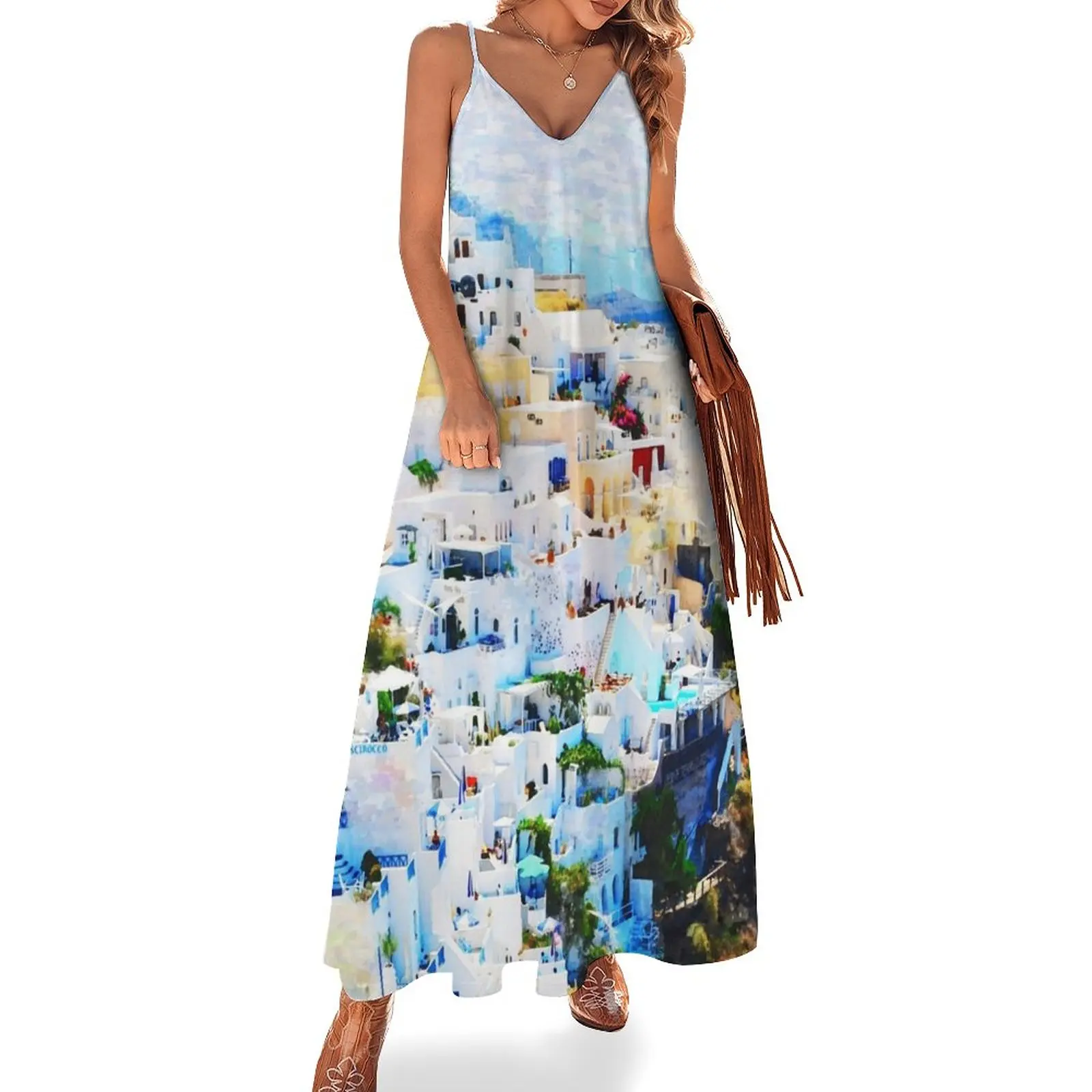 

New Santorini Sleeveless Dress evening dresses ladies summer dress women's summer jumpsuit luxury dresses