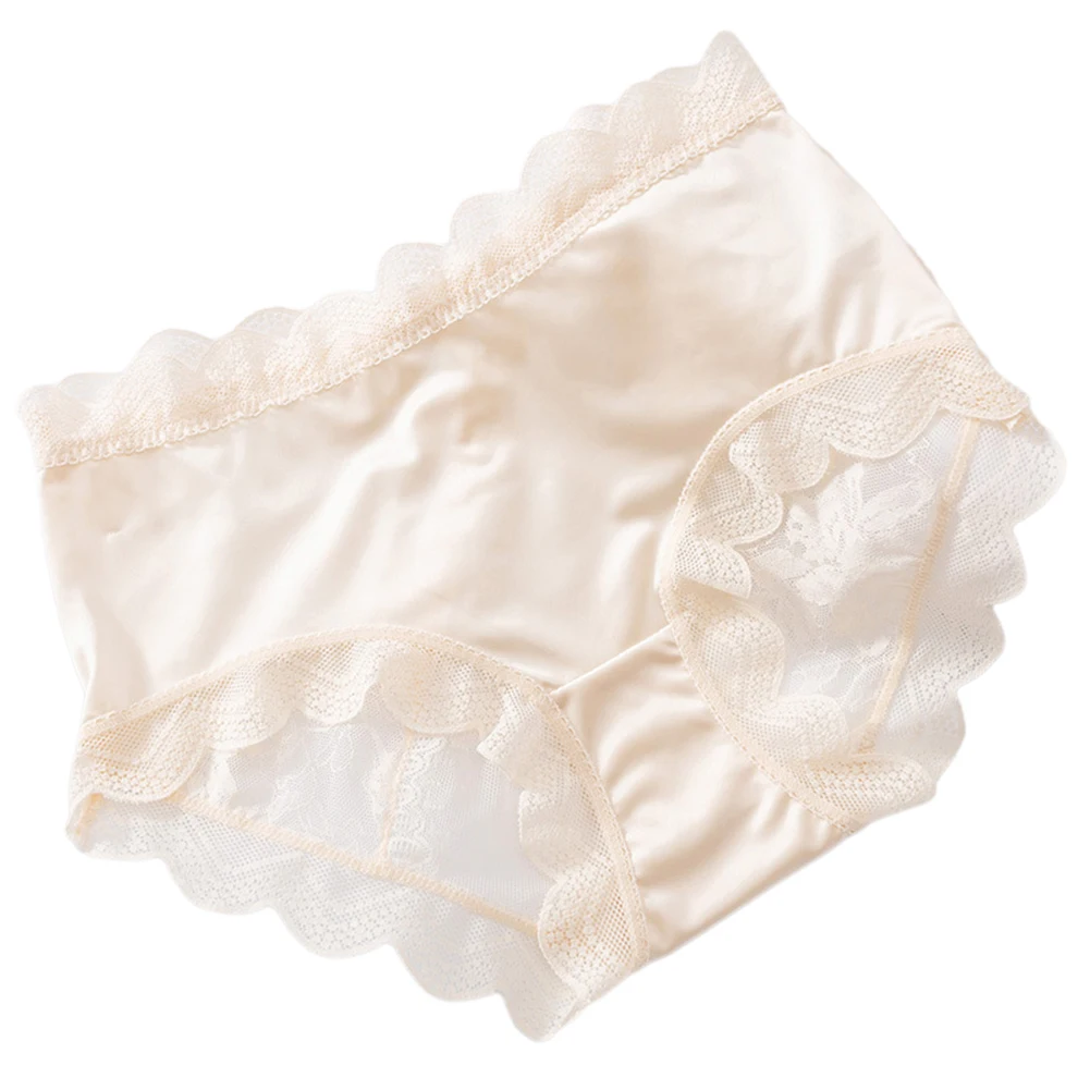 

Sexy Women Briefs Satin Lace Panties Oil Shiny Smooth Underwear Solid Transparent Lingerie Ultra-thin Comfort Underpants