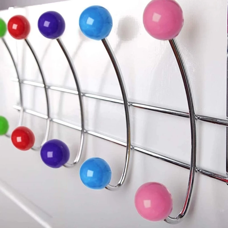Door-Back Colored Bead Metal Hook Novel Coat and Hat Storage Rack Behind Door Punching-Free Decorative Clothes Hanger