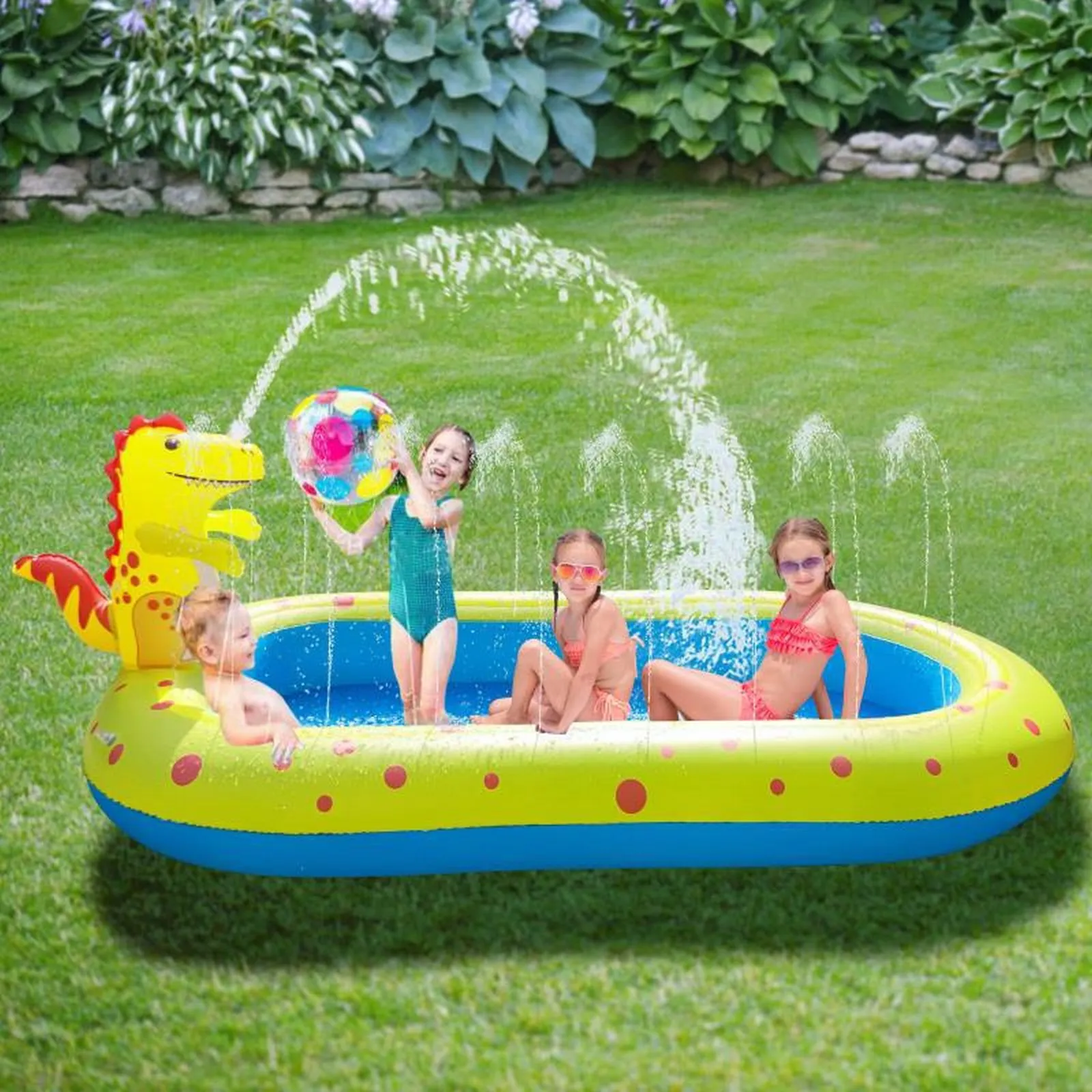 Inflatable Sprinkler Pool For Kids 3 in 1 Baby Cushion Outdoor Splash Pad Toddlers Children Backyard Fun Water Toys Gift inflatable pool float