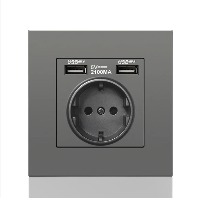 DanniGrayWallSocketwithUSBPortWallRecessed220VDualUSBPlug