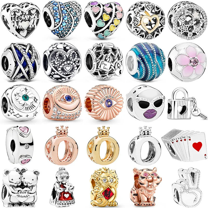 

925 Sterling Silver Best Friend Crown Mom Heart Fortune Pixiu Beads Fit Original Pandora Dangle Charm Bracelet Women DIY Jewelry