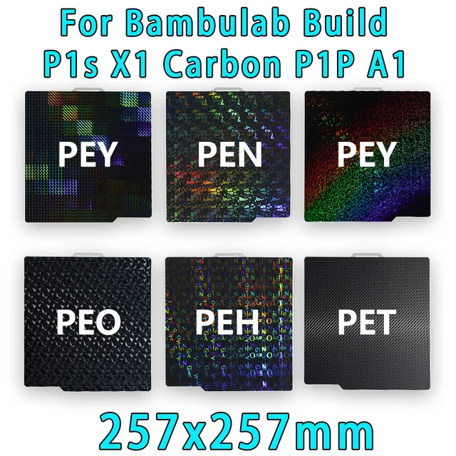 Bambulab Build Plate Spring Steel Sheet Pei Sheet 257x257 Build Plate P1s Bamboo Plate Lab Smooth Bambulabs X1 Carbon P1P A1 1