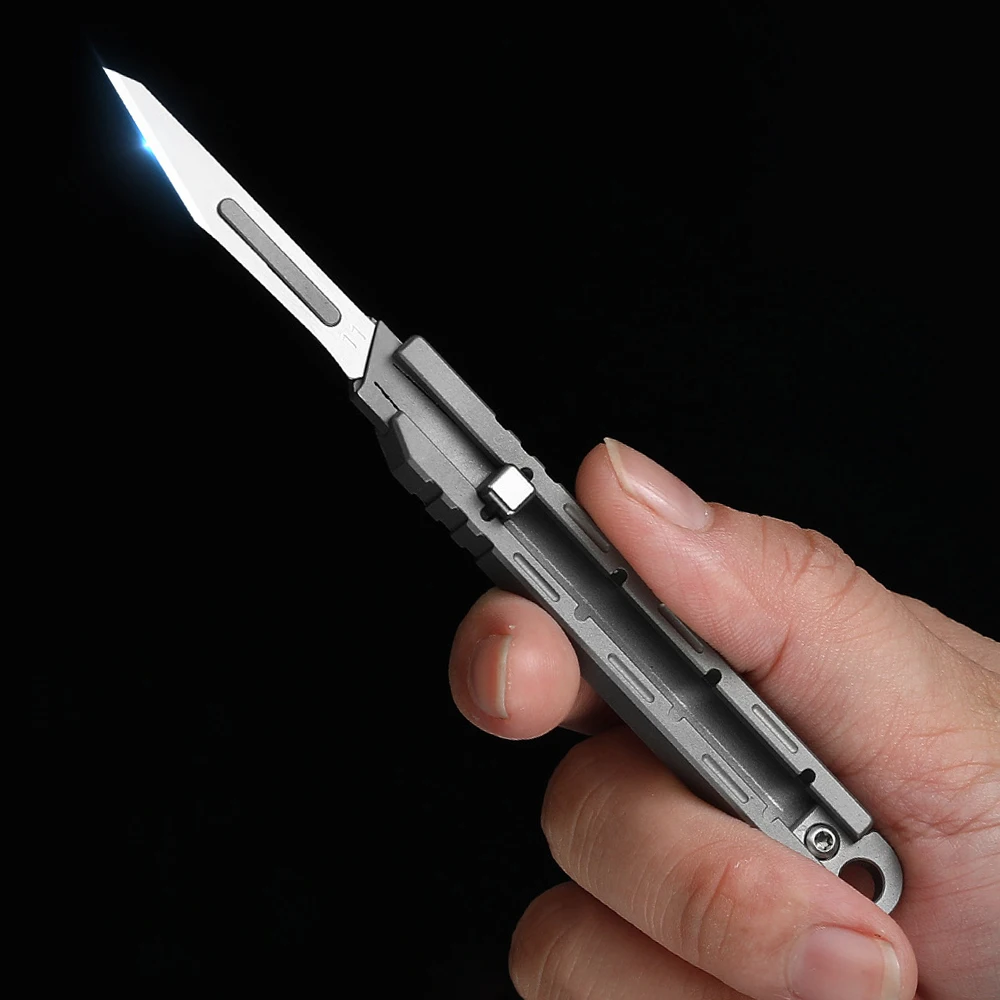 Titanium Alloy Box Cutter Retractable Exacto Knife EDC Razor Blades Utility  Knife Keychain Paper Cutter Small Pocket Knives - AliExpress