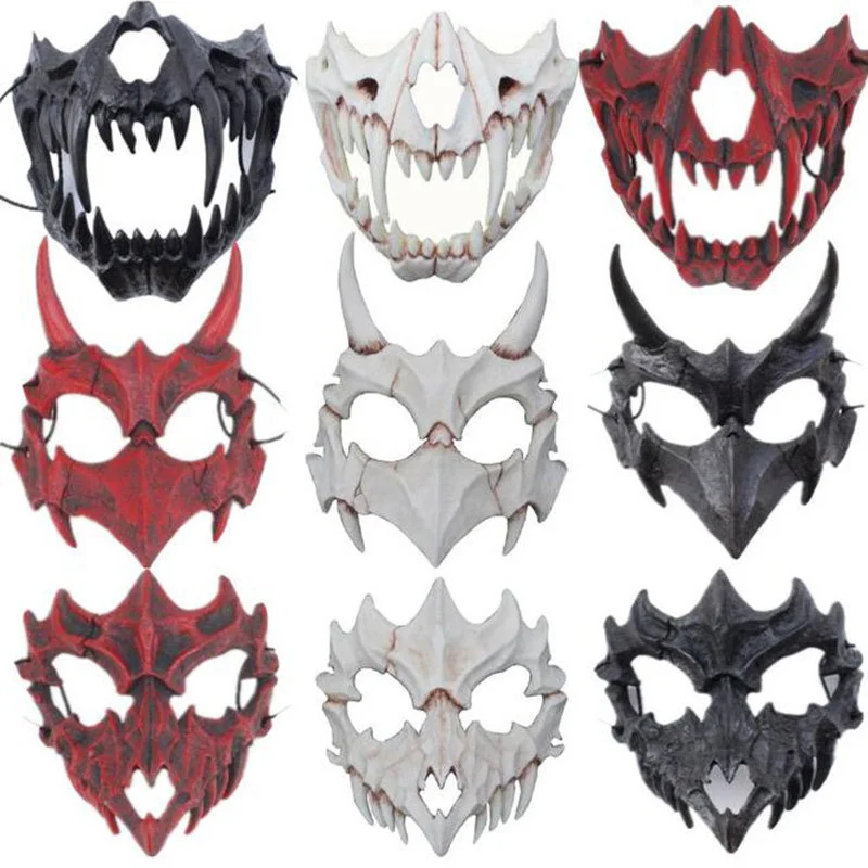 Animal Skeleton Mask Party Cosplay Props Japanese Anime Dragon God Skeleton Half Face Mask Halloween Stage Show Accessories