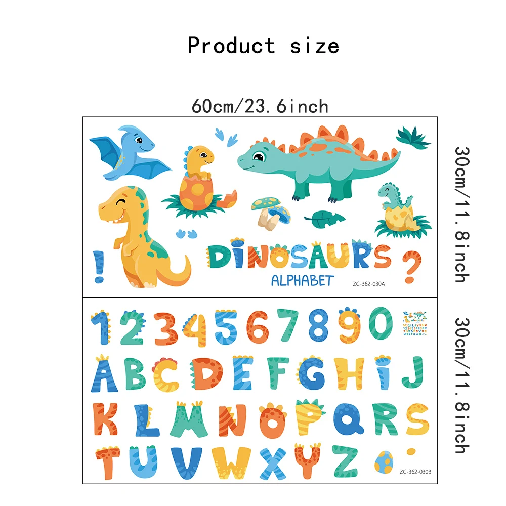 Cartoon Dinosaur Alphabet Removable Wall Stickers Letter Digit for Early education Kindergarten Nursery Kids Baby Room PVC Decal wall stickers,luminous wall stickers,vinyl decal stickers