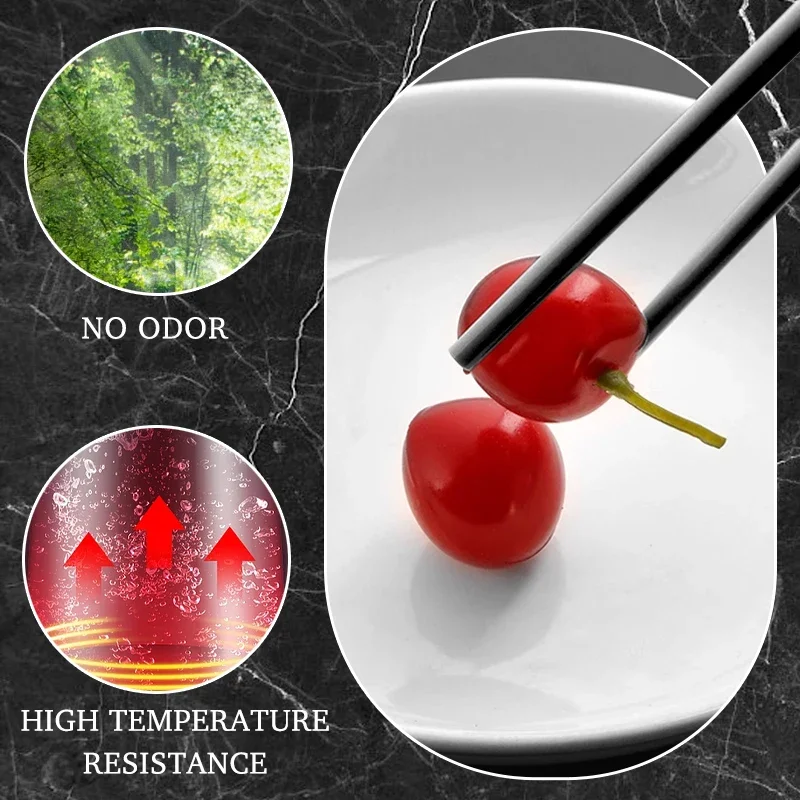 1 Pairs Alloy Chinese Chopsticks Food Sushi Sticks Reusable Non Slip Dishwasher Safe Bamboo Shape Food Grade Chopsticks