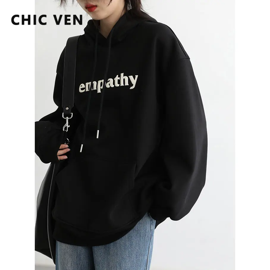 CHIC VEN Women Sweatshirts Loose Hoodies Streetwear Casual Letter