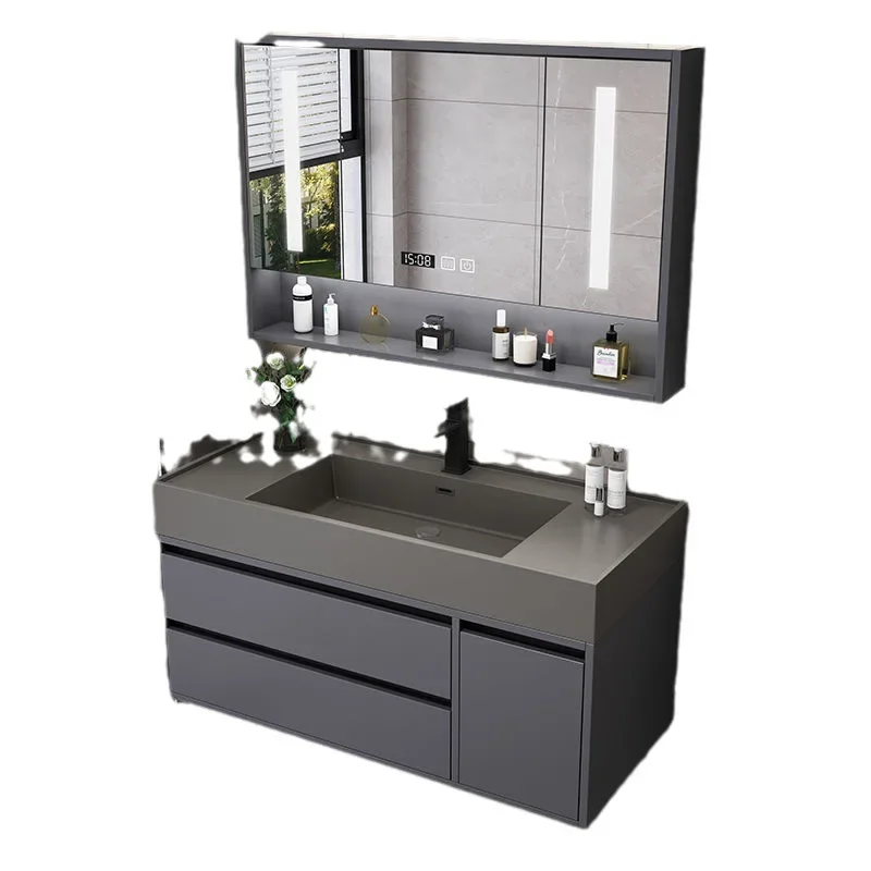 Light luxury intelligent bathroom cabinet combination, simple nano rock