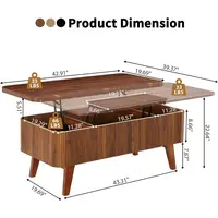 3-in-1 Coffee Table Converts to Dining Table, Walnut Oval Wooden Table with Storage for Small Spaces, Partial Assembly Required 2