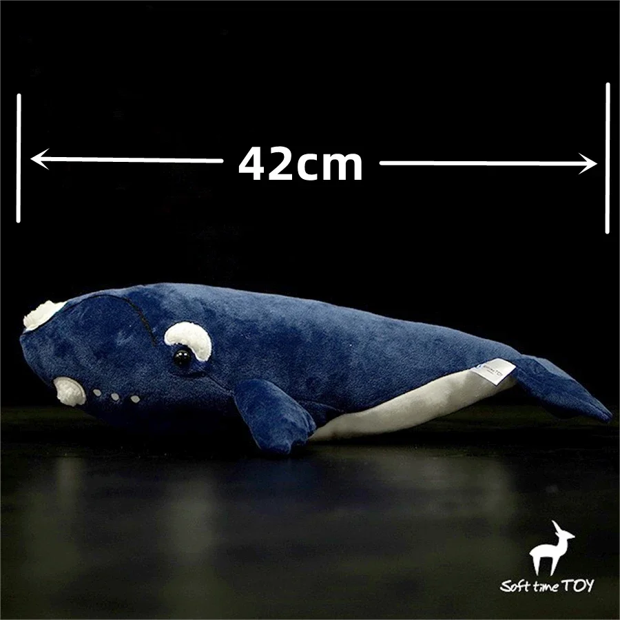 Black Right Whale High Fidelity Anime Plushie Humpback Bowhead Whale Plush Toys Lifelike Animals Simulation Stuffed Kawai Doll 2