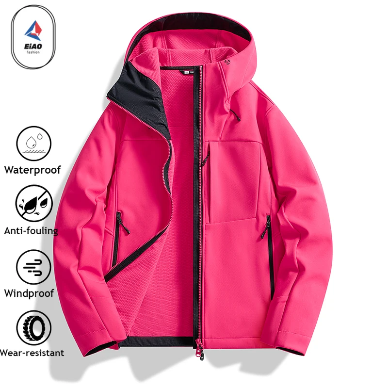 2025 Spring New Men's American Style Jacket 3Layer Waterproof Windproof Breathable Hooded Casual Softshell Coat Workwear Tech