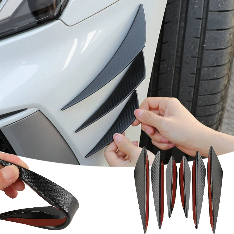 4pc Red Carbon Fiber Look Bumper Canards – Splitter Diffuser Valance Spoiler Lip Kit