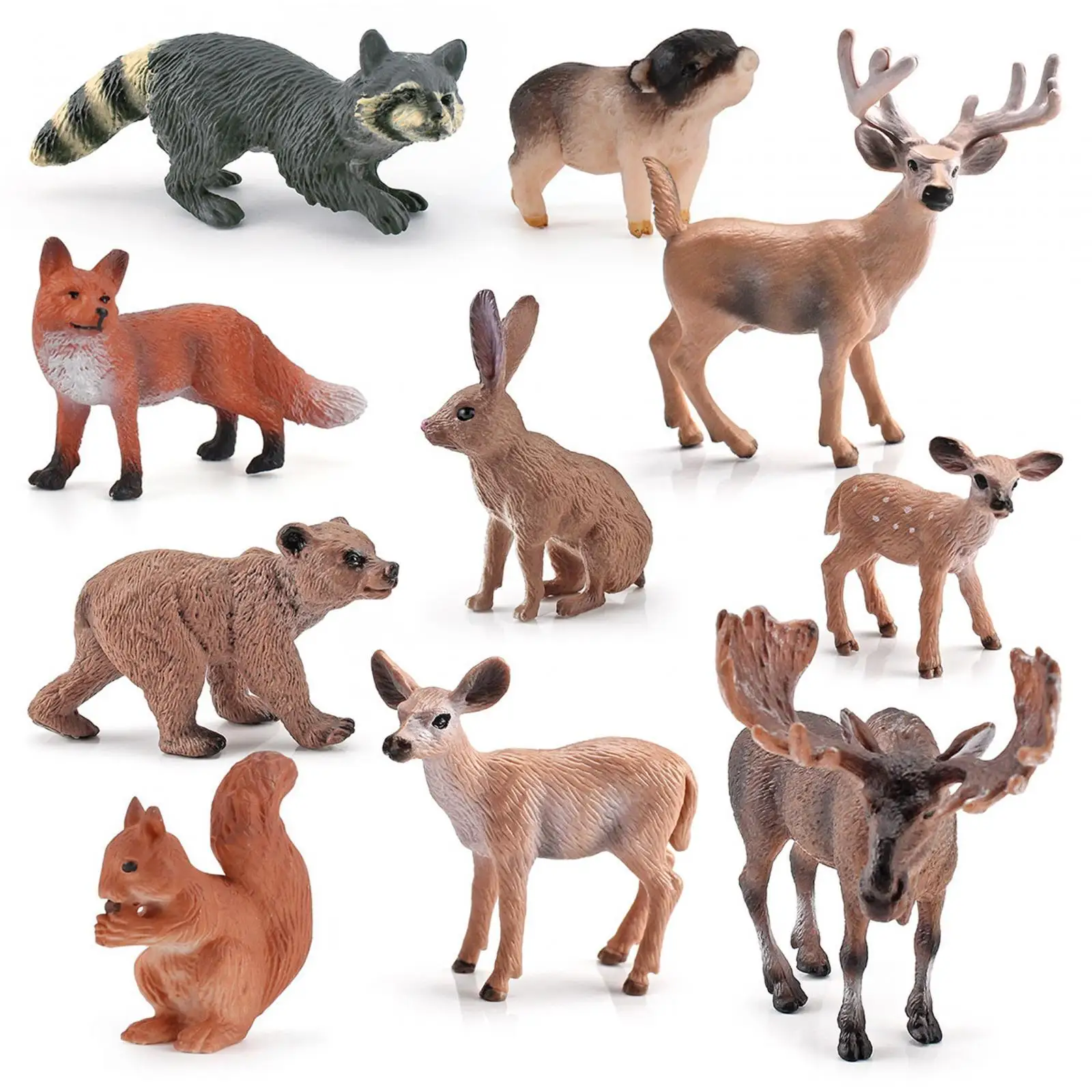 

10 Pieces Animals Model Jungle Animals Playset Early Educational toy Animals Zoo Animals Figurines for Home Office Bedroom