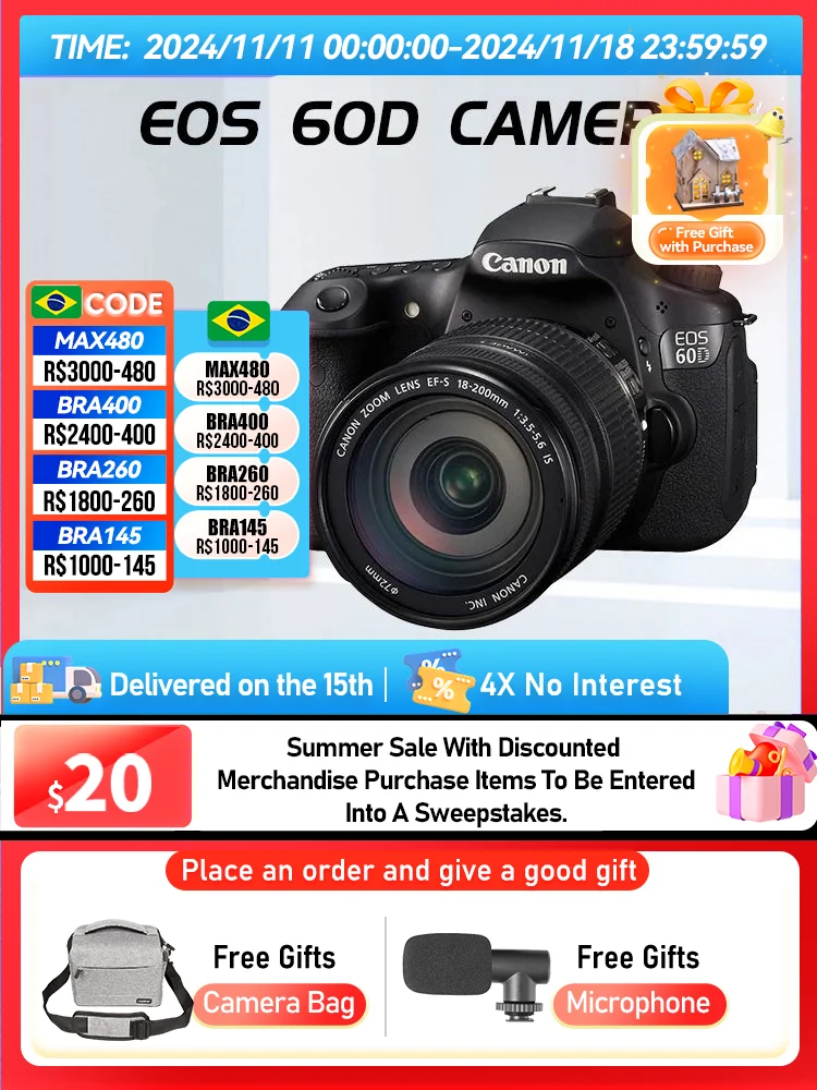 Canon EOS 60D 70D 80D 90D APS-C Digital SLR Camera 32.50MP 4K Video (Used), digital camera
