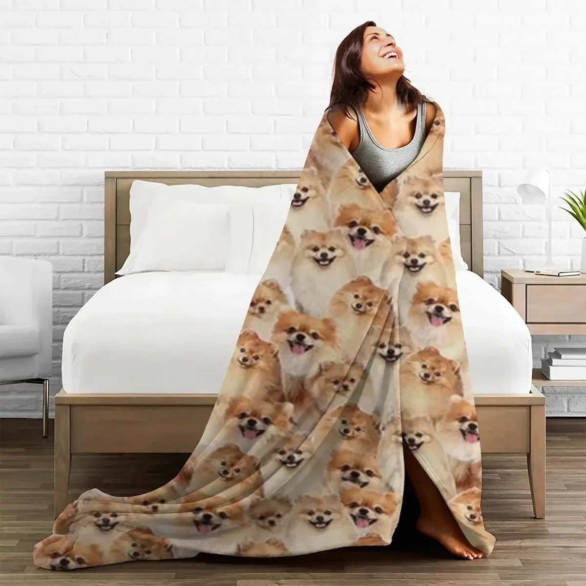 Pomeranian Blanket Pet Dog Picnic Flannel Throw Blanket Soft Durable Bedroom Design Bedspread Birthday Present 3