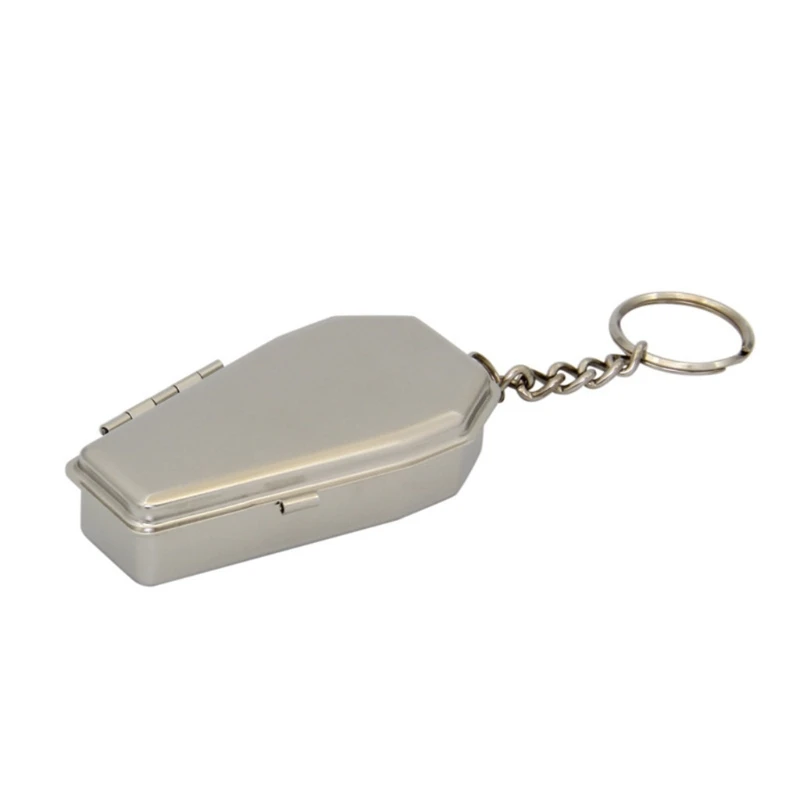 

Mini Outdoor Ashtray Cigarette Keychain Metal Pocket Holder Smoke Tray Smoking Tray Tinplate Coffin D5QD