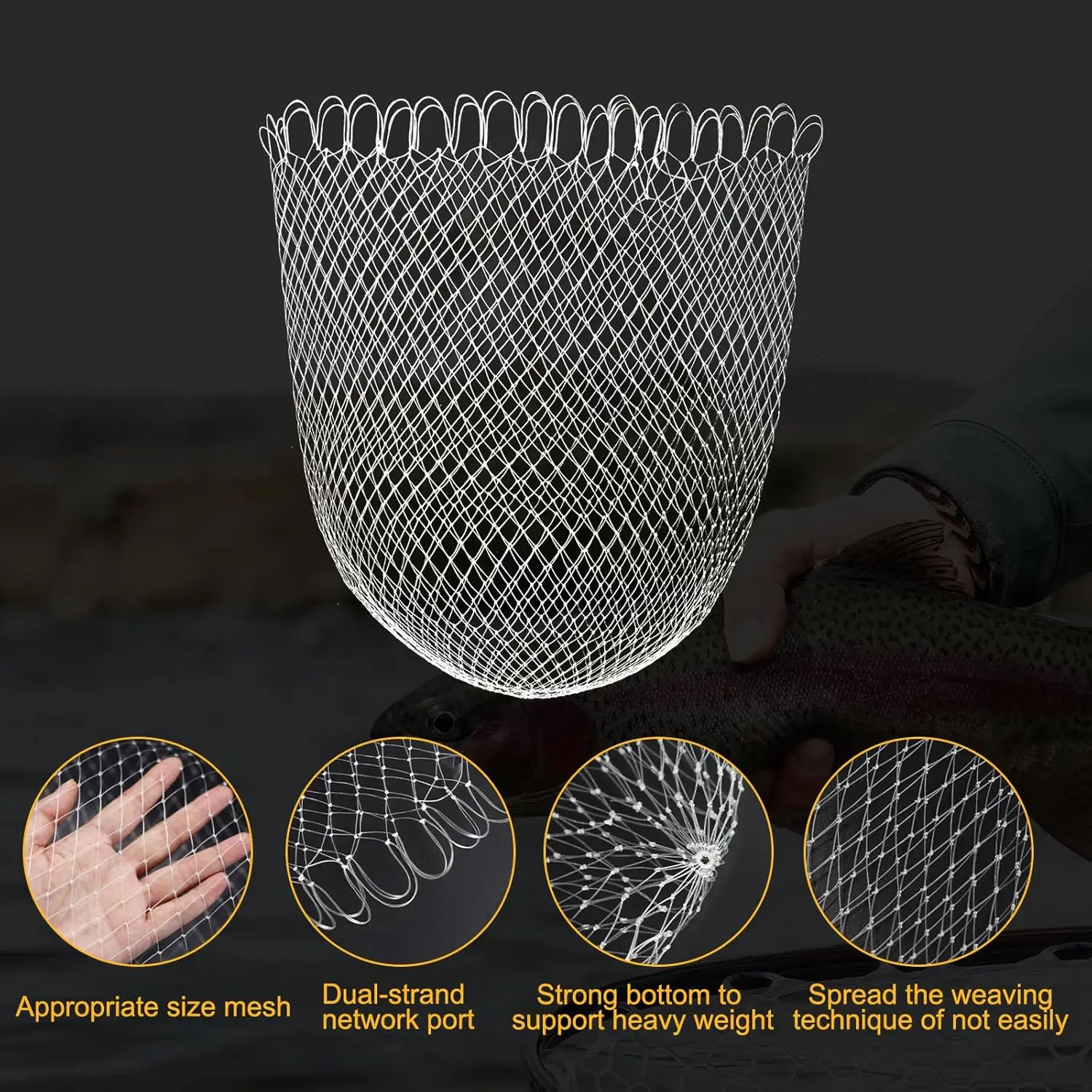 Nylon Fishing Net 53/60/95cm Saltwater Double Line Woven Folding Fishing cast Tool Single Wire Dense Eye Net Bag Accessories Fishing Net
