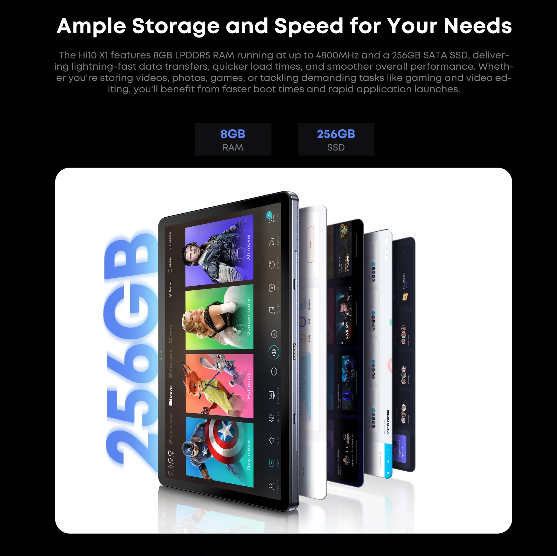 CHUWI Hi10 X1 Tablet 2 In 1 Tablet PC 10.1inch Display Intel N100 Processor LPDDR5 8GB RAM 256GB SSD Windows 11 Tablets PC WiFi6 6