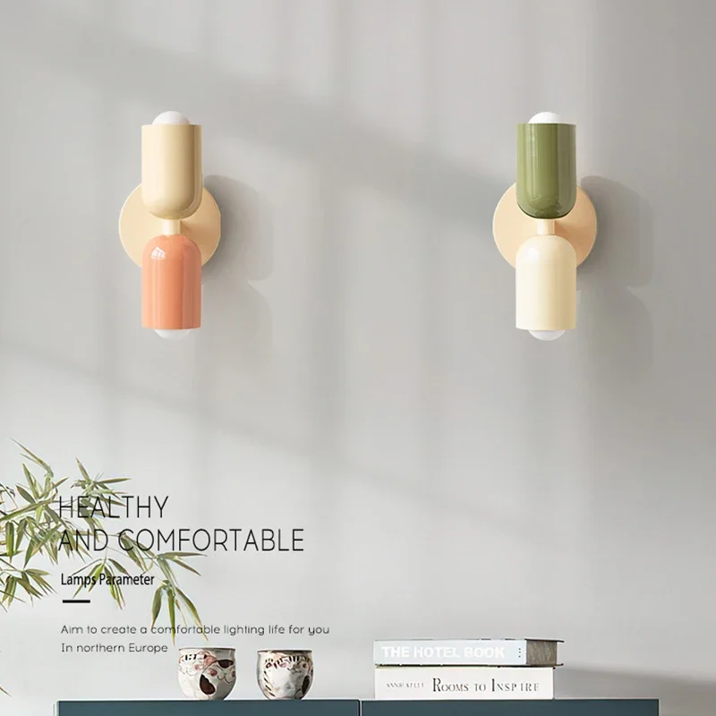 Nordic living room wall lamp simple modern bedroom bedside aisle children's room background wall lamp E27 home decoration 4