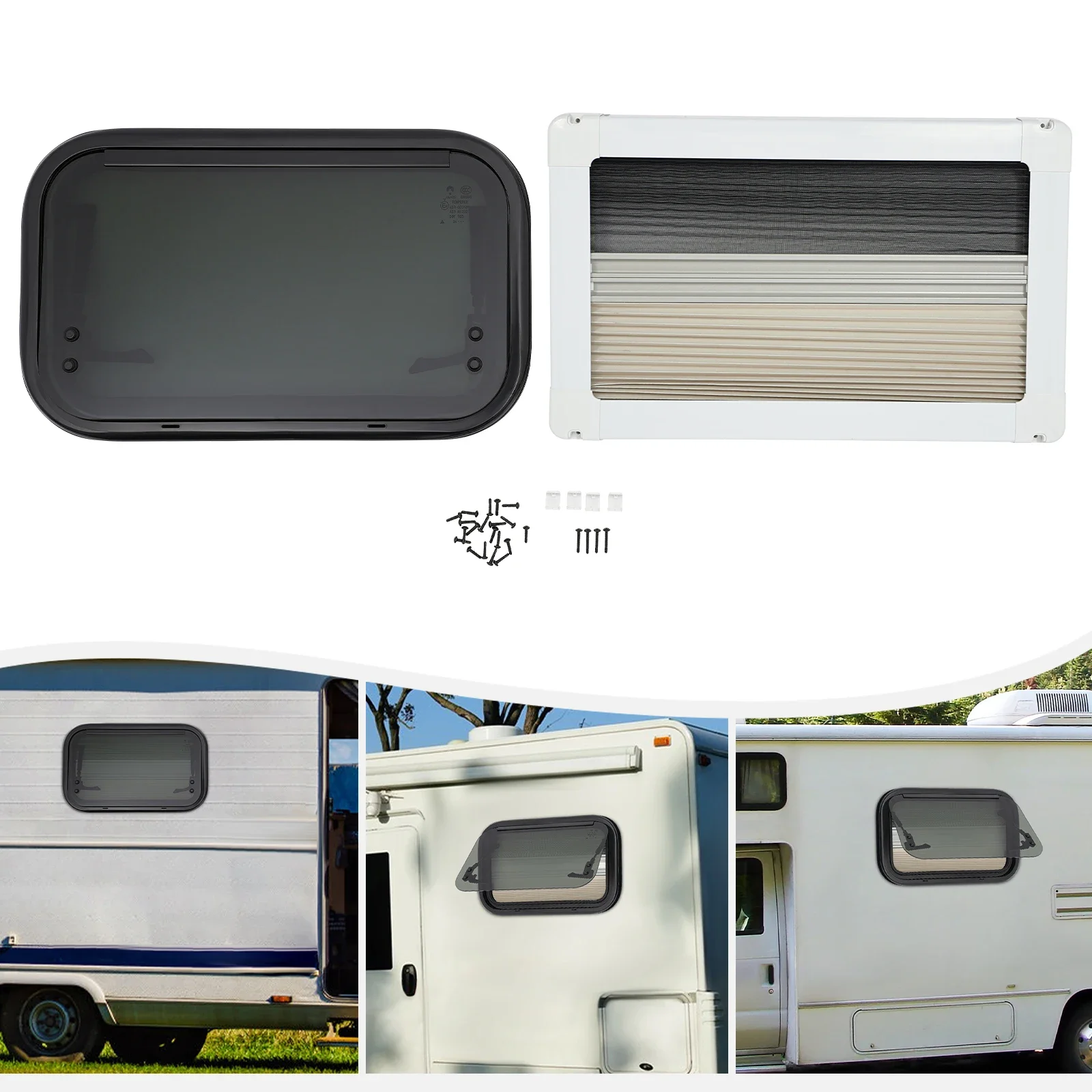 WWENDNDYS Caravan schuifraam 1000 * 400mm caravan camper raam raam campervan Hatch raam met decoratieve ring