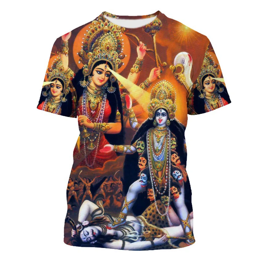 

Summer Male Hindu Goddess Ganesha Graphic 3d Printed T-Shirt Street Personality Clothing Retro Loose Plus Size Breathable Top