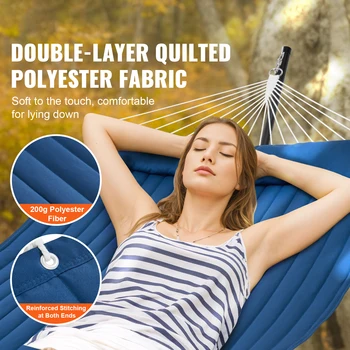 SucceBuy Two Person Hammock with Stand Included Double Hammock with Curved Spreader Bar and Detachable Pillow and Portable Bag 2