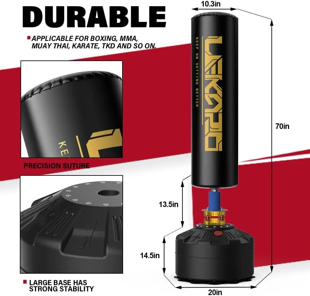 Punching Bag 70" with Boxing Gloves, Heavy Boxing Bag with Stand for Adult Teens, Kickboxing for MMA Muay Thai Fitness